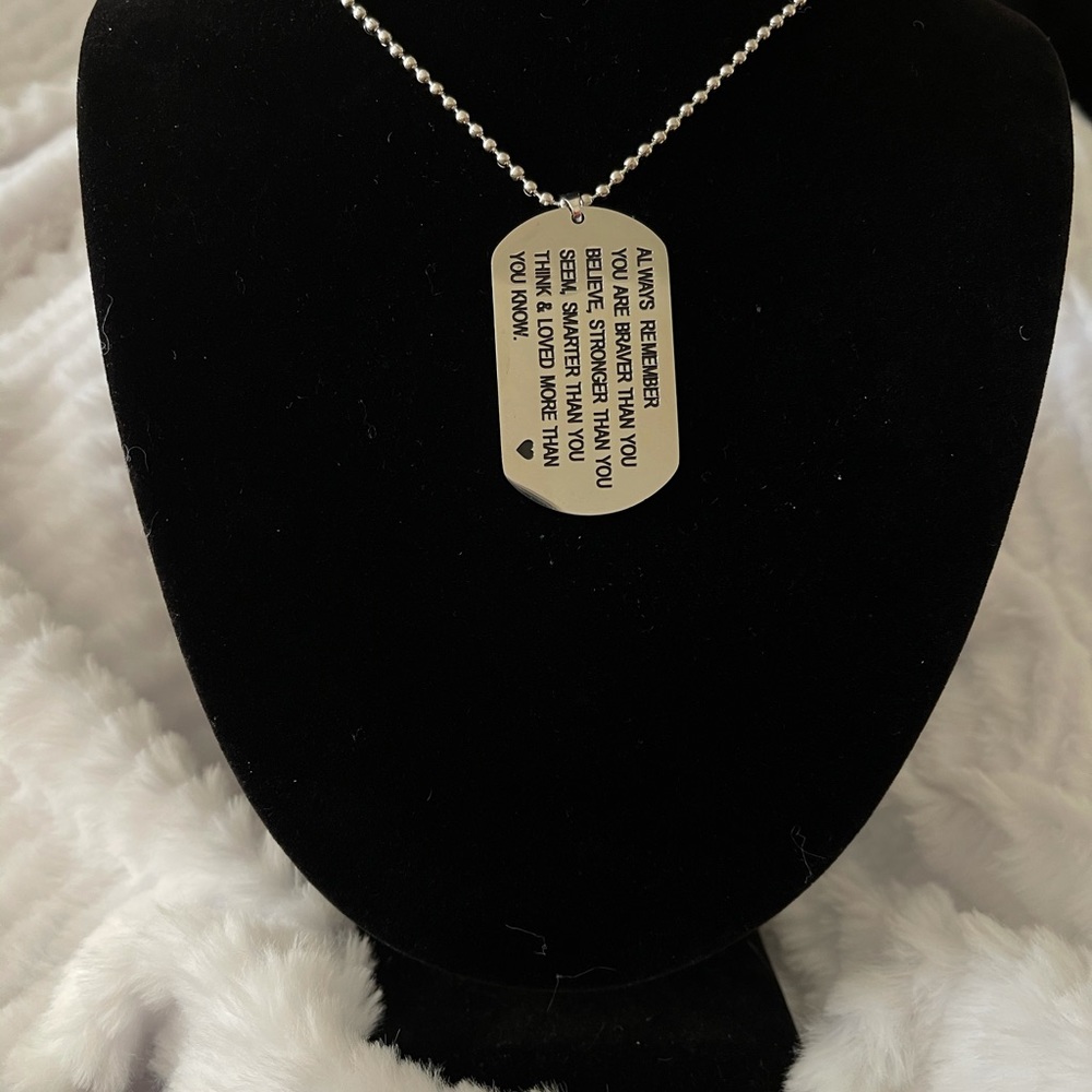 Braver, Stronger, Smarter Saying Dog Tag Necklace - Picture 7 of 13